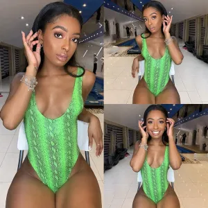 2021 Women's Slim Snakeskin Bodysuits Leotard Sizes Run smaller than the average Size S - L