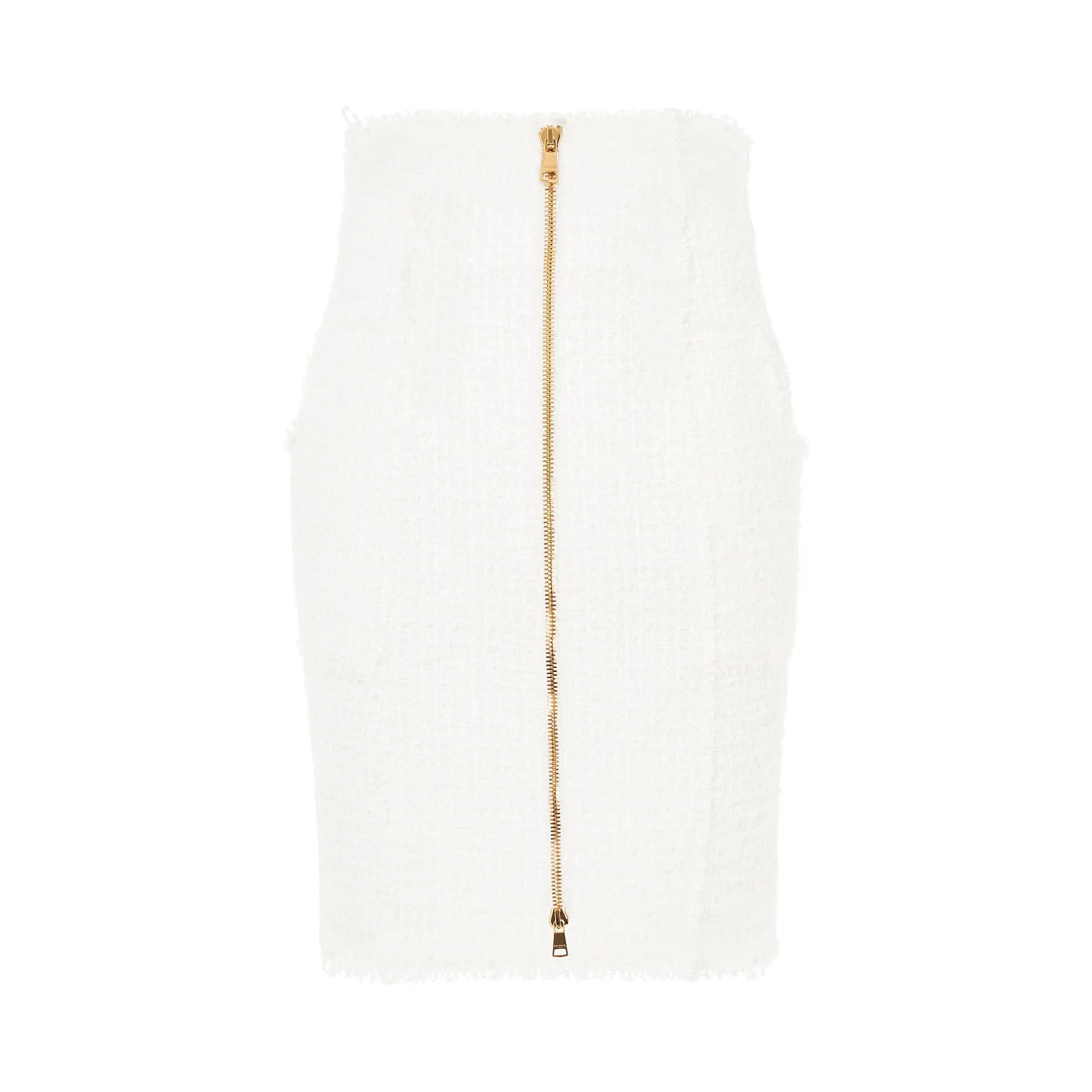 6 Buttons Tweed Short Skirt in White