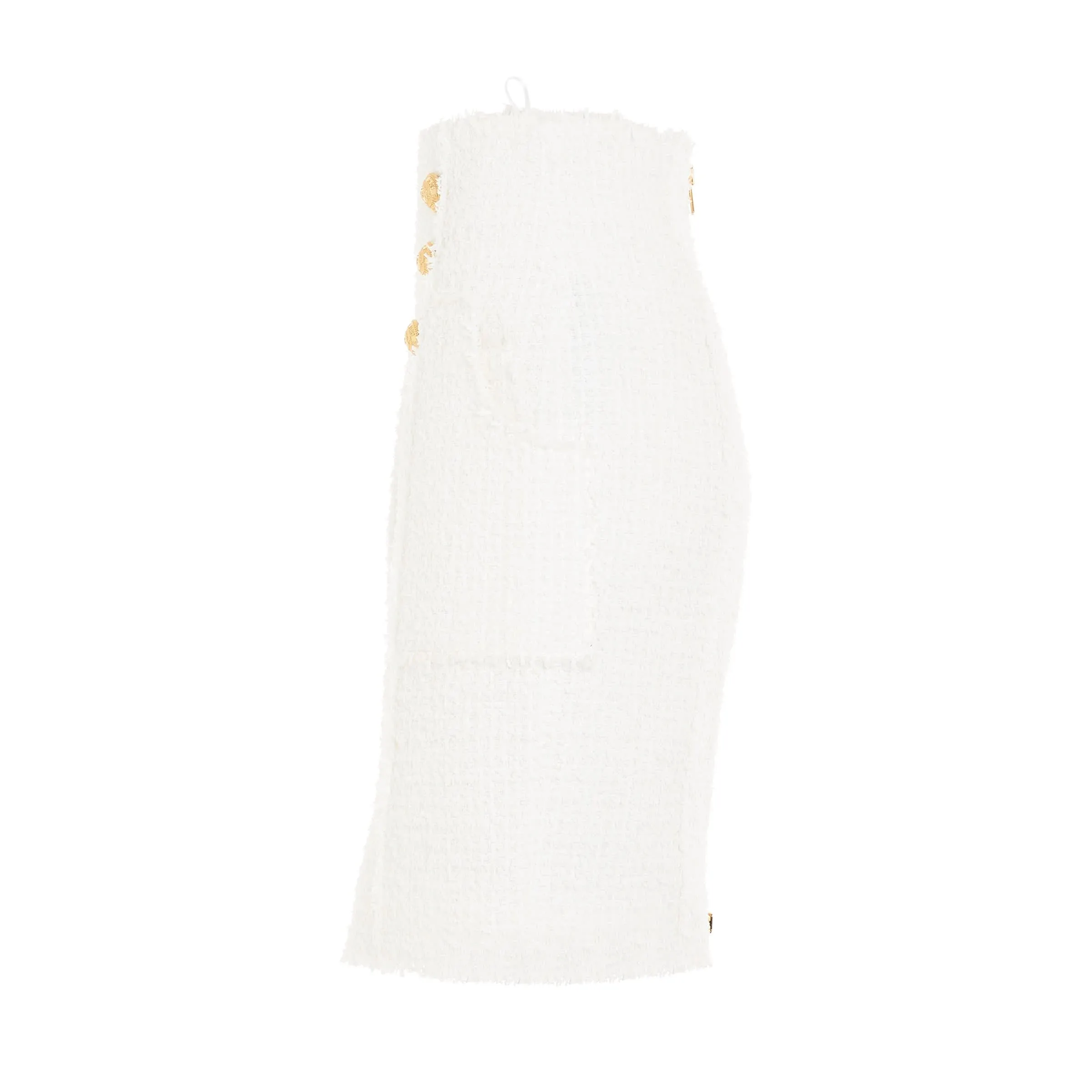 6 Buttons Tweed Short Skirt in White