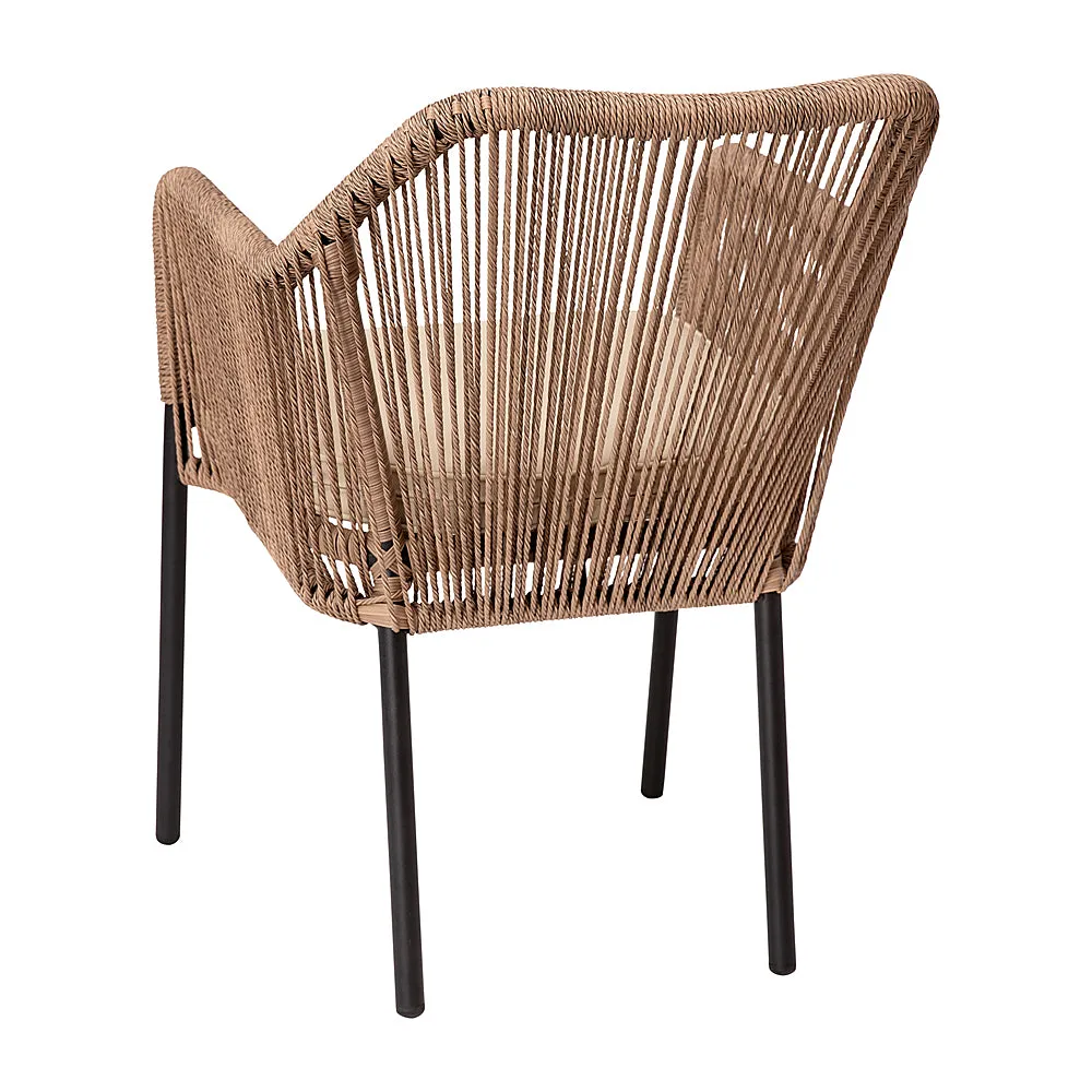 Alamont Home - Kallie Woven Indoor/Outdoor Stacking Club Chairs in Natural - Ivory Cushions-Set of 2 - Natural/Ivory