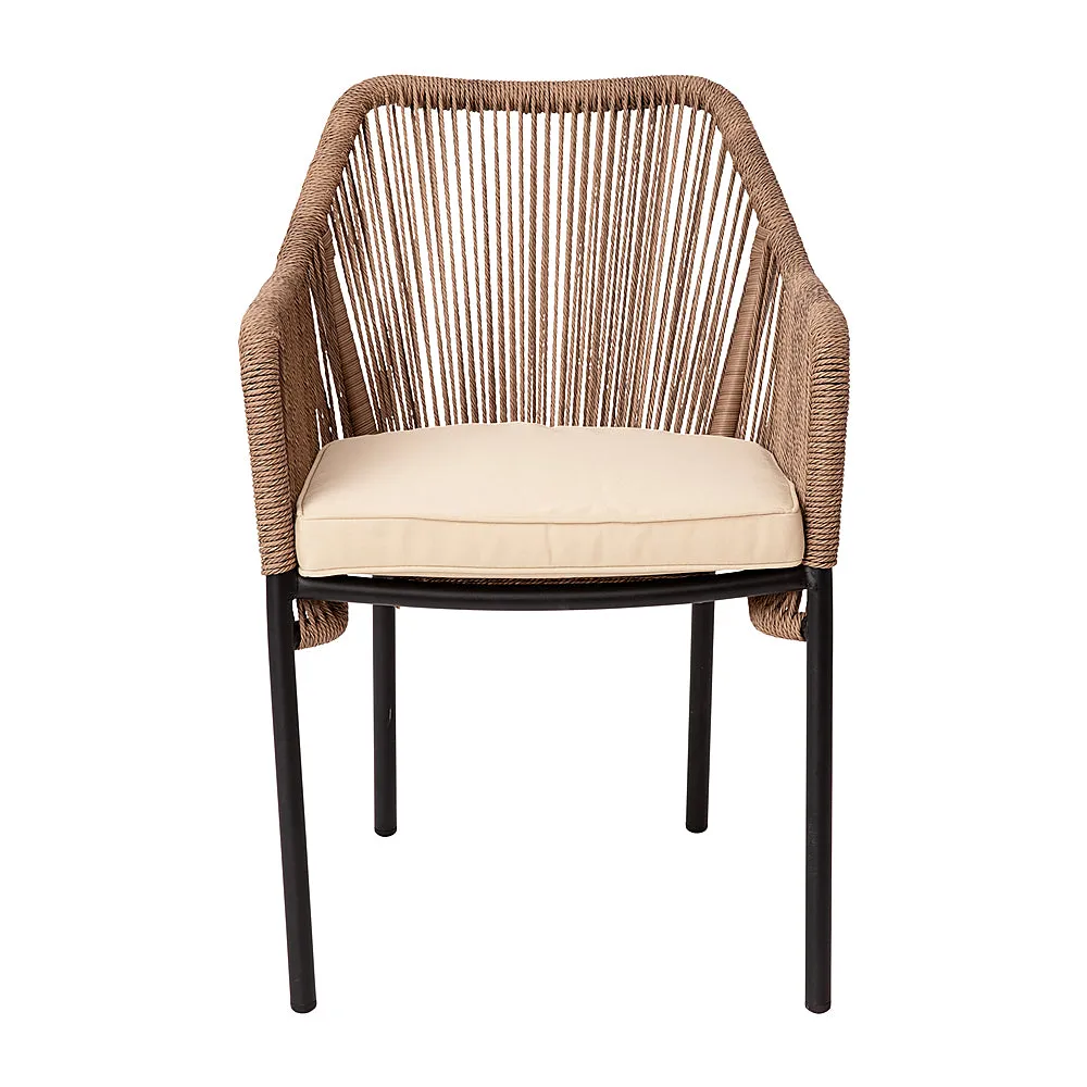 Alamont Home - Kallie Woven Indoor/Outdoor Stacking Club Chairs in Natural - Ivory Cushions-Set of 2 - Natural/Ivory