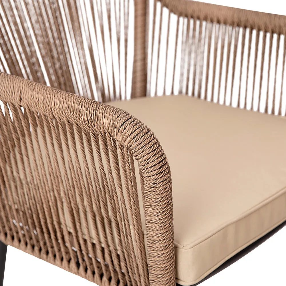 Alamont Home - Kallie Woven Indoor/Outdoor Stacking Club Chairs in Natural - Ivory Cushions-Set of 2 - Natural/Ivory