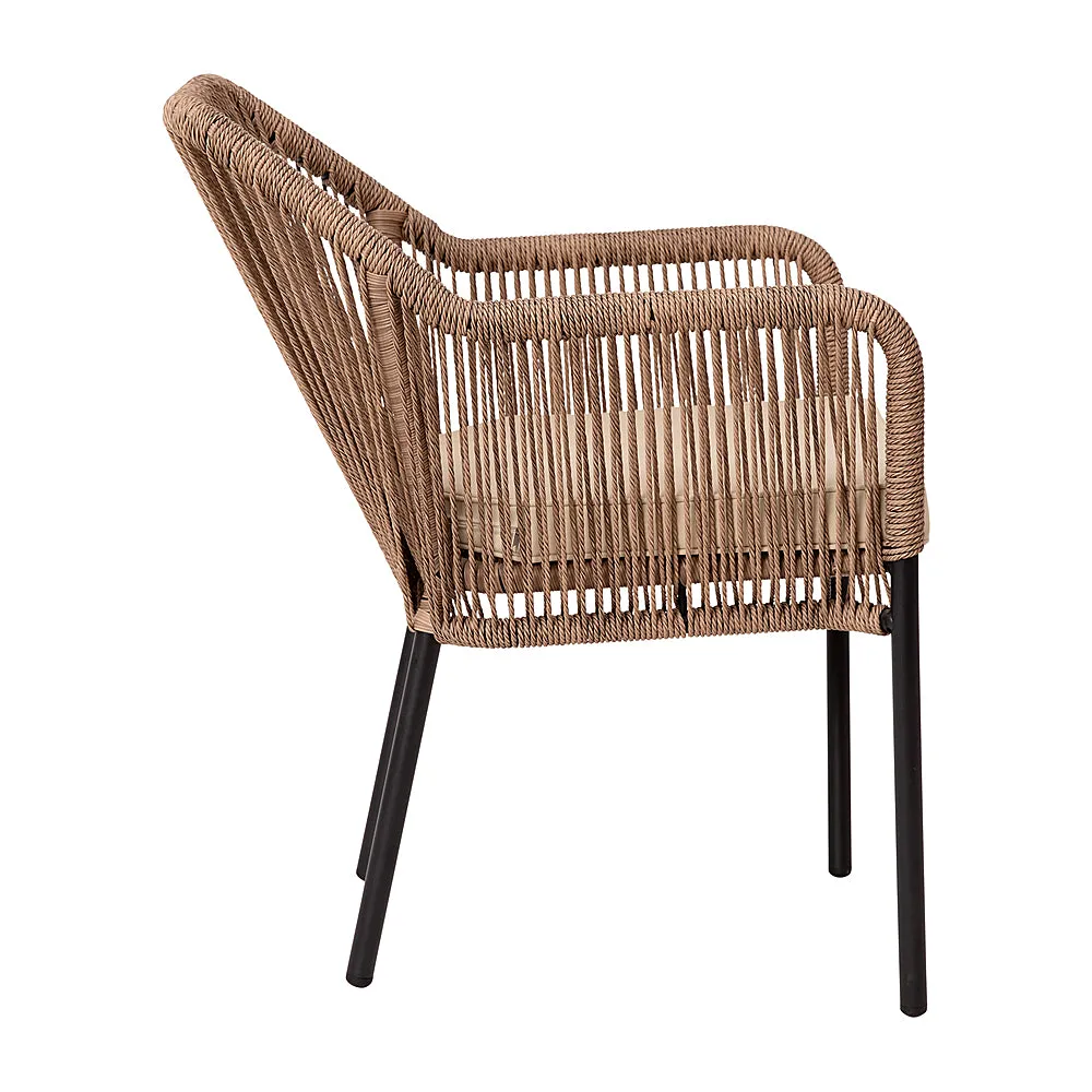 Alamont Home - Kallie Woven Indoor/Outdoor Stacking Club Chairs in Natural - Ivory Cushions-Set of 2 - Natural/Ivory