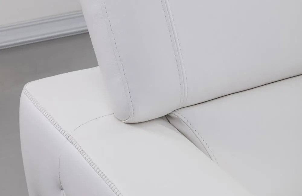 Alden White Leather Sectional Sofa