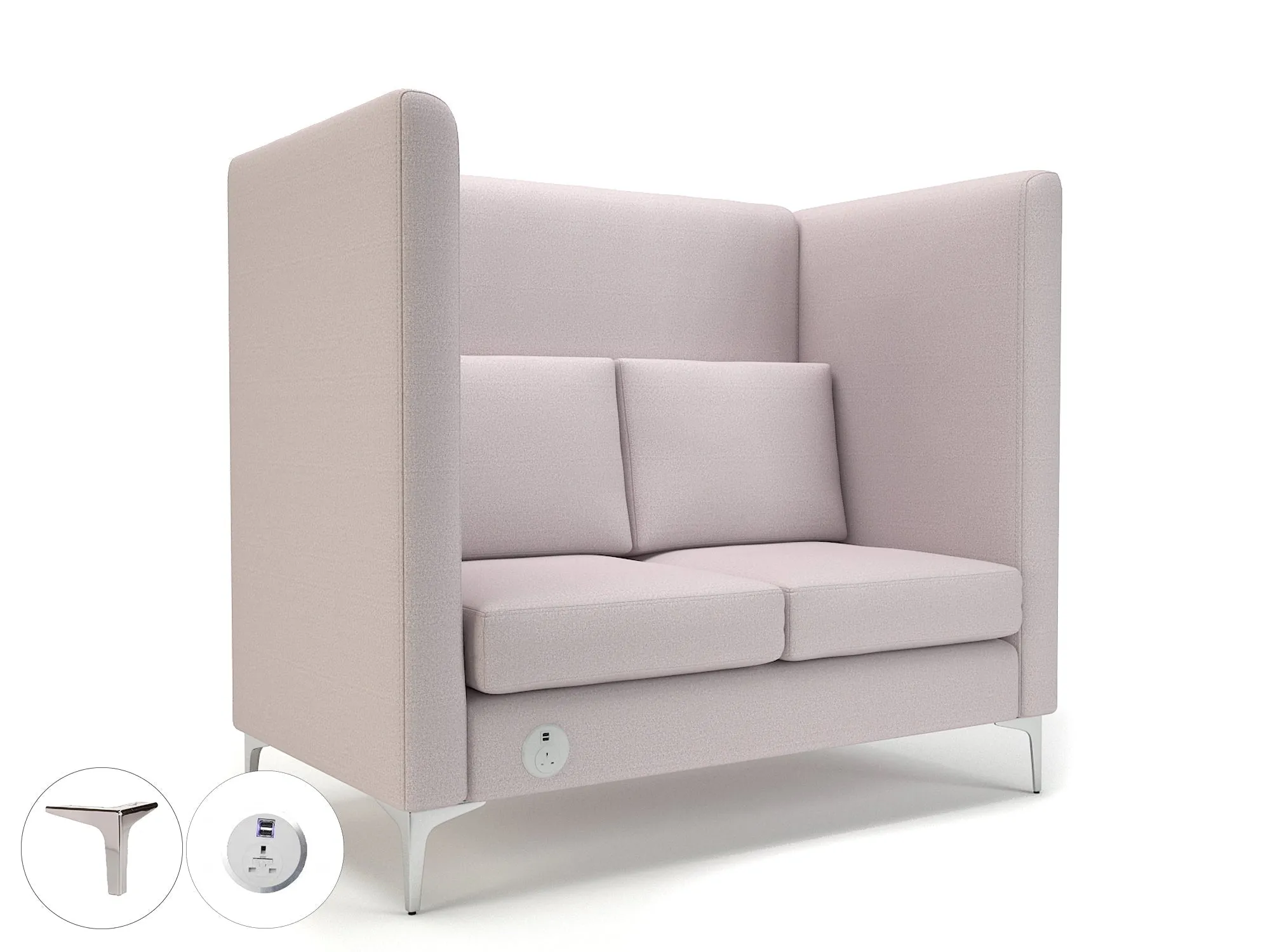 Altus 128cm Wide Privacy Booth in Warwick Dolly Fabric with or without Socket