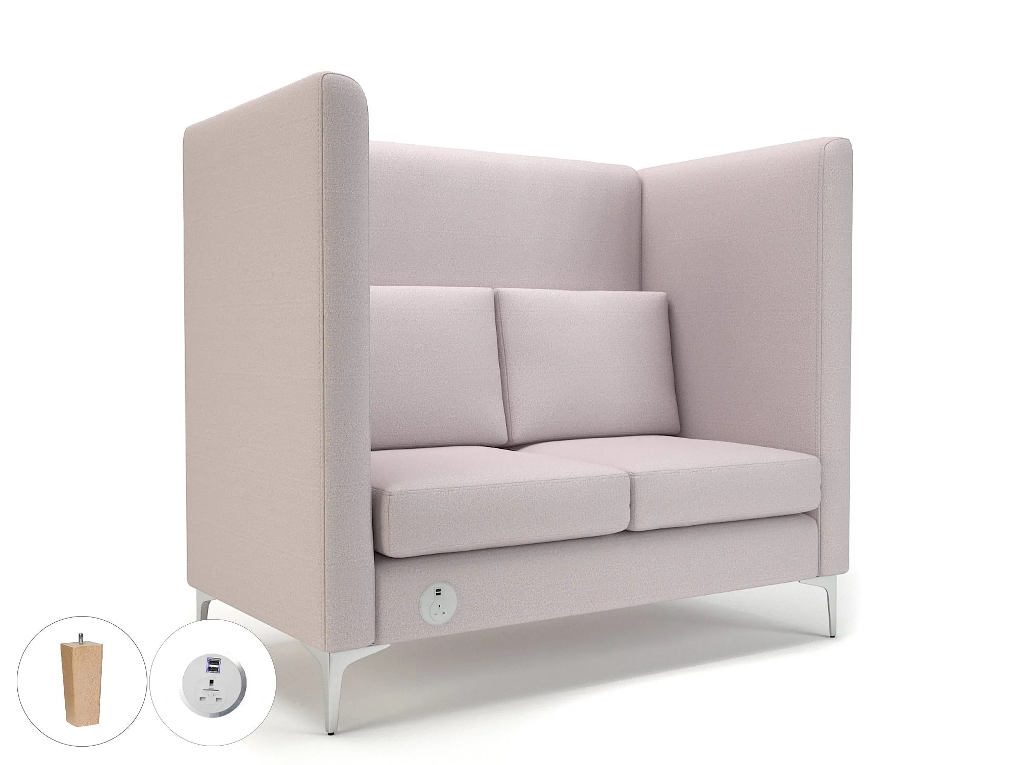 Altus 128cm Wide Privacy Booth in Warwick Dolly Fabric with or without Socket
