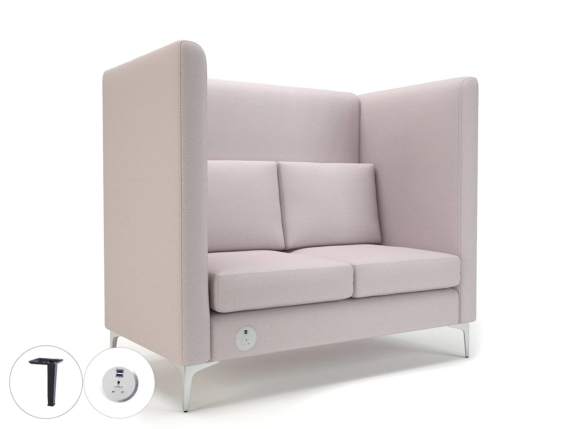 Altus 128cm Wide Privacy Booth in Warwick Dolly Fabric with or without Socket