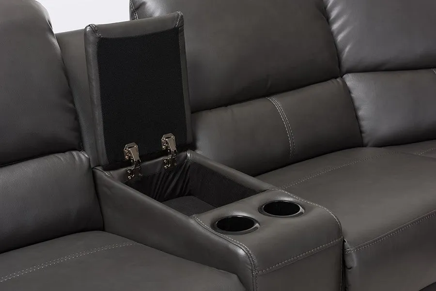 Amaris 5pcs Grey Bonded Leather Power Reclining Sectional Sofa w/USB Ports