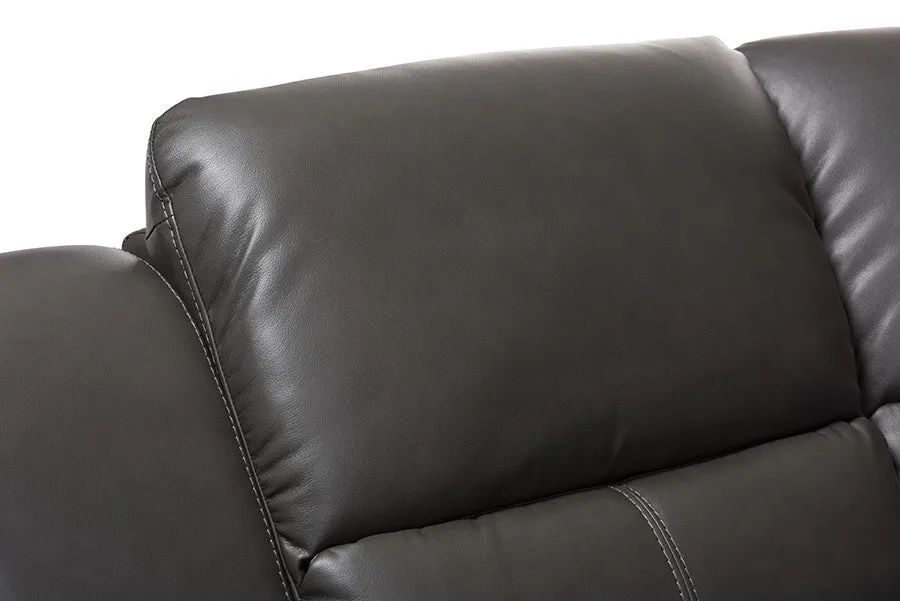 Amaris 5pcs Grey Bonded Leather Power Reclining Sectional Sofa w/USB Ports