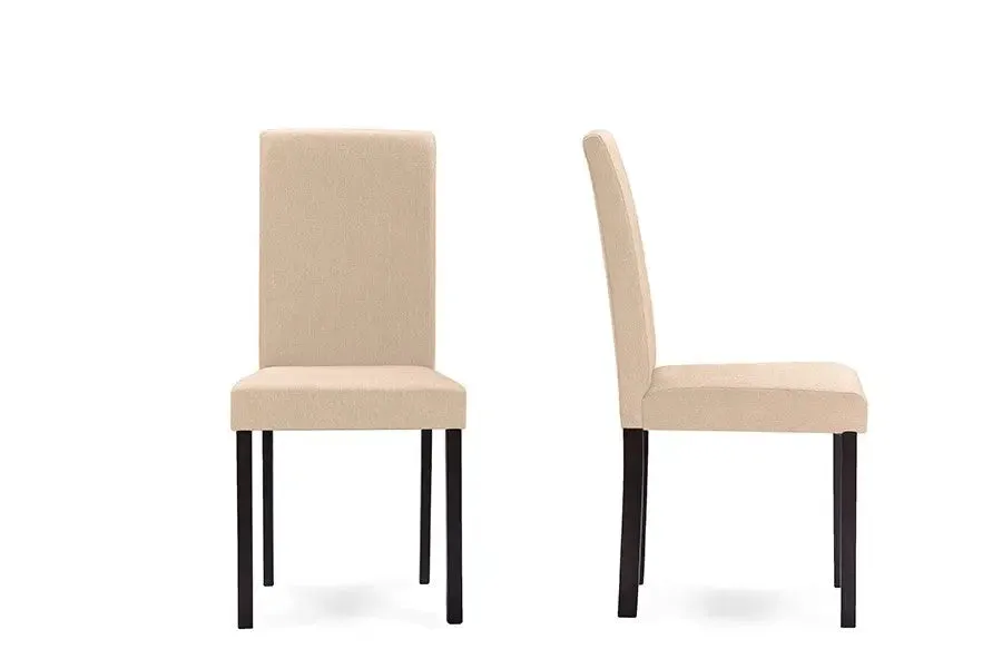 Andrew Espresso Wood Beige Fabric Dining Chair - 4pcs