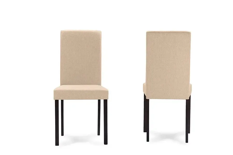 Andrew Espresso Wood Beige Fabric Dining Chair - 4pcs