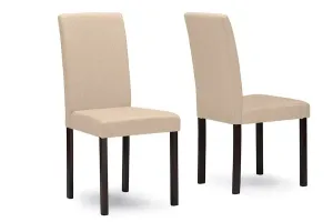 Andrew Espresso Wood Beige Fabric Dining Chair - 4pcs