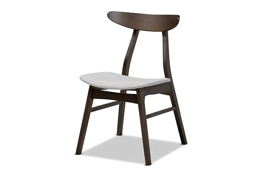 Arizona Light Grey Fabric Upholstered Dark Oak Brown Finished 5pcs Wood Dining Set