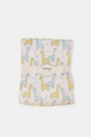 Baby Blue Giraffe Print Fleece Sherpa Blanket