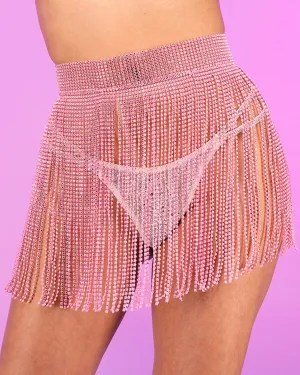 Baby Pink Bejeweled Cover Up Skirt