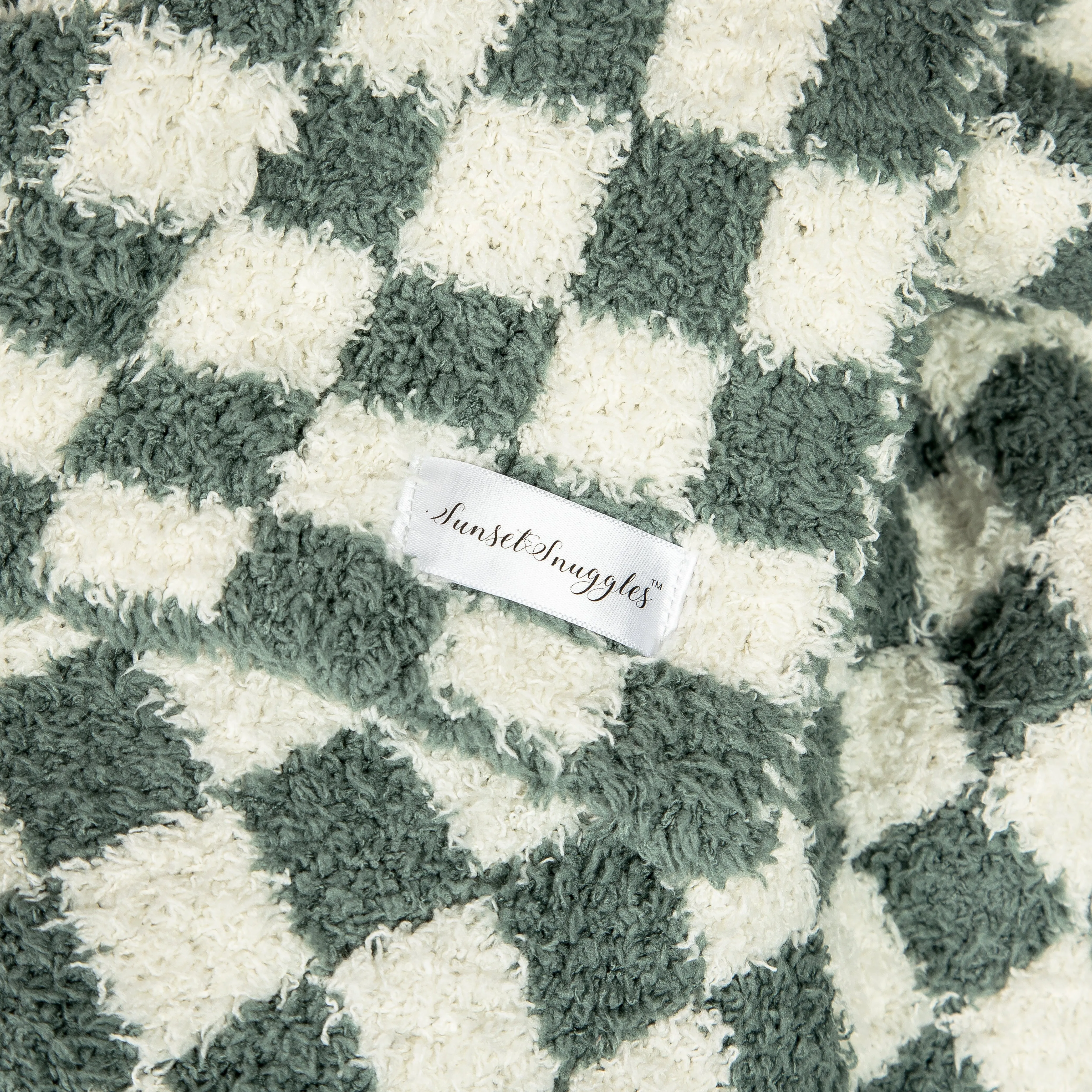 Baby's Breath & Forest Green Check Print Throw