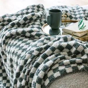 Baby's Breath & Forest Green Check Print Throw