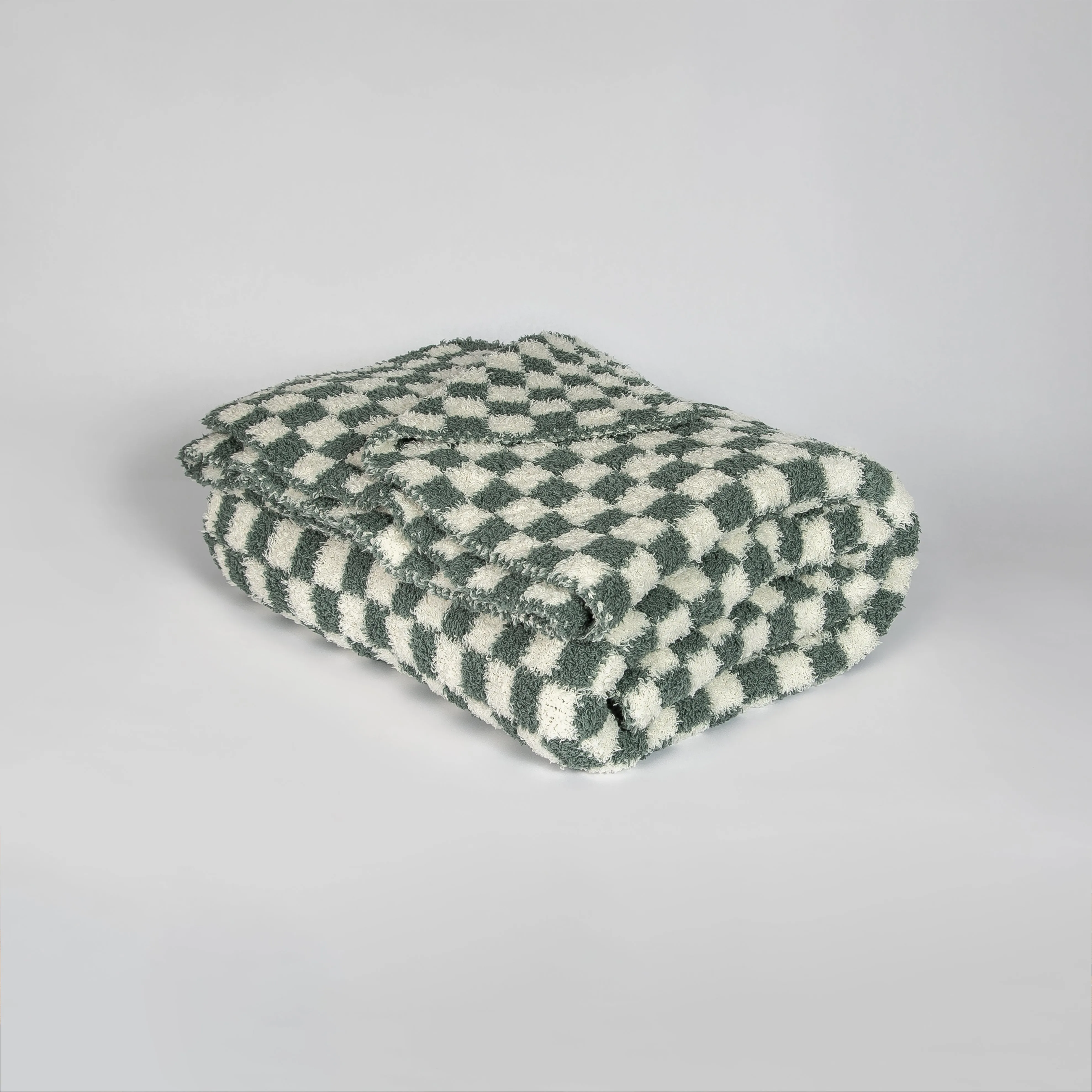 Baby's Breath & Forest Green Check Print Throw