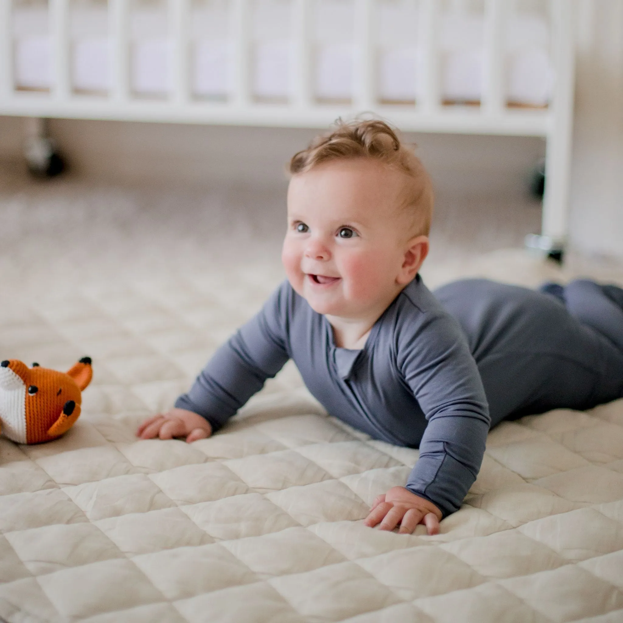 Bamboo Zip Growsuit Romper - Horzion Blue