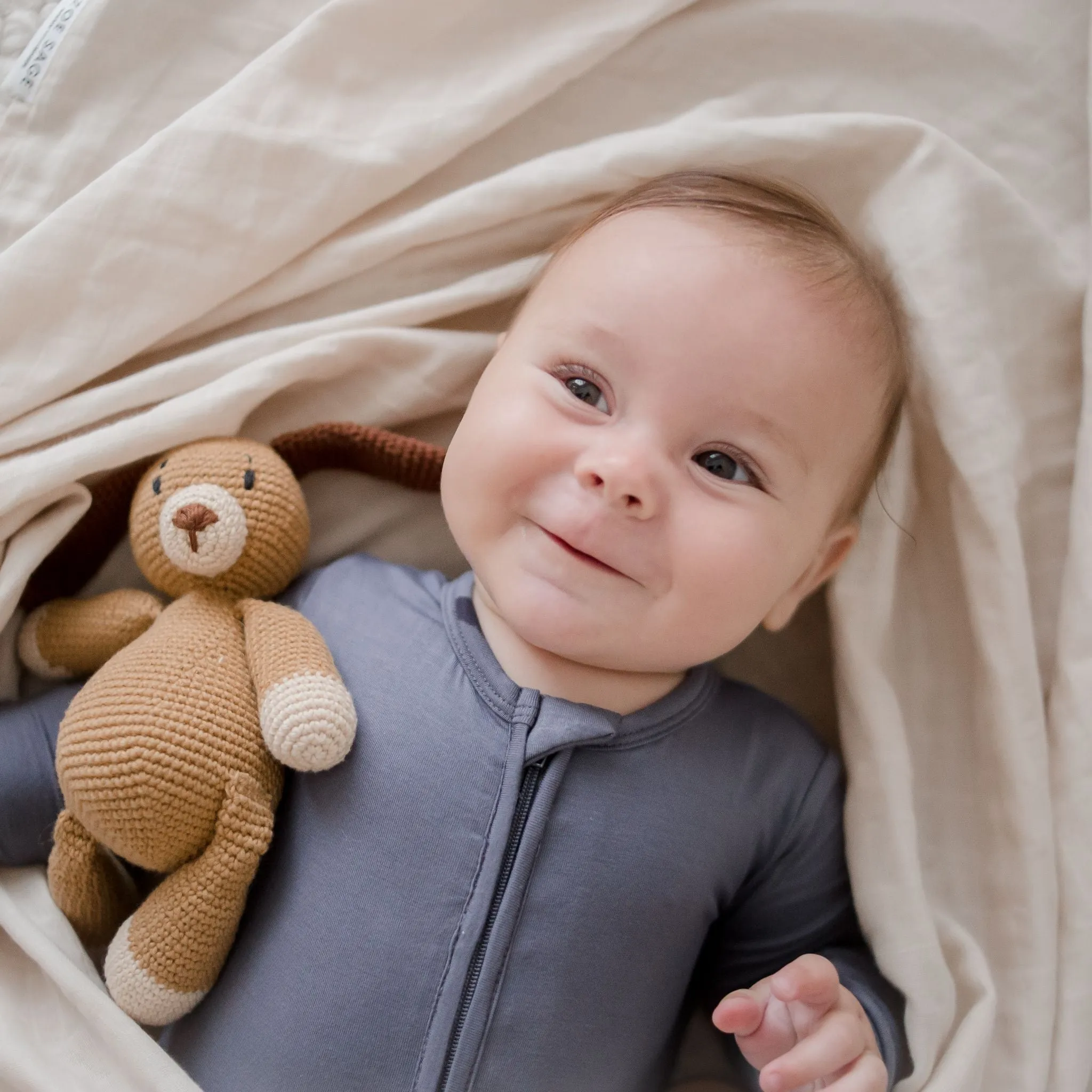 Bamboo Zip Growsuit Romper - Horzion Blue