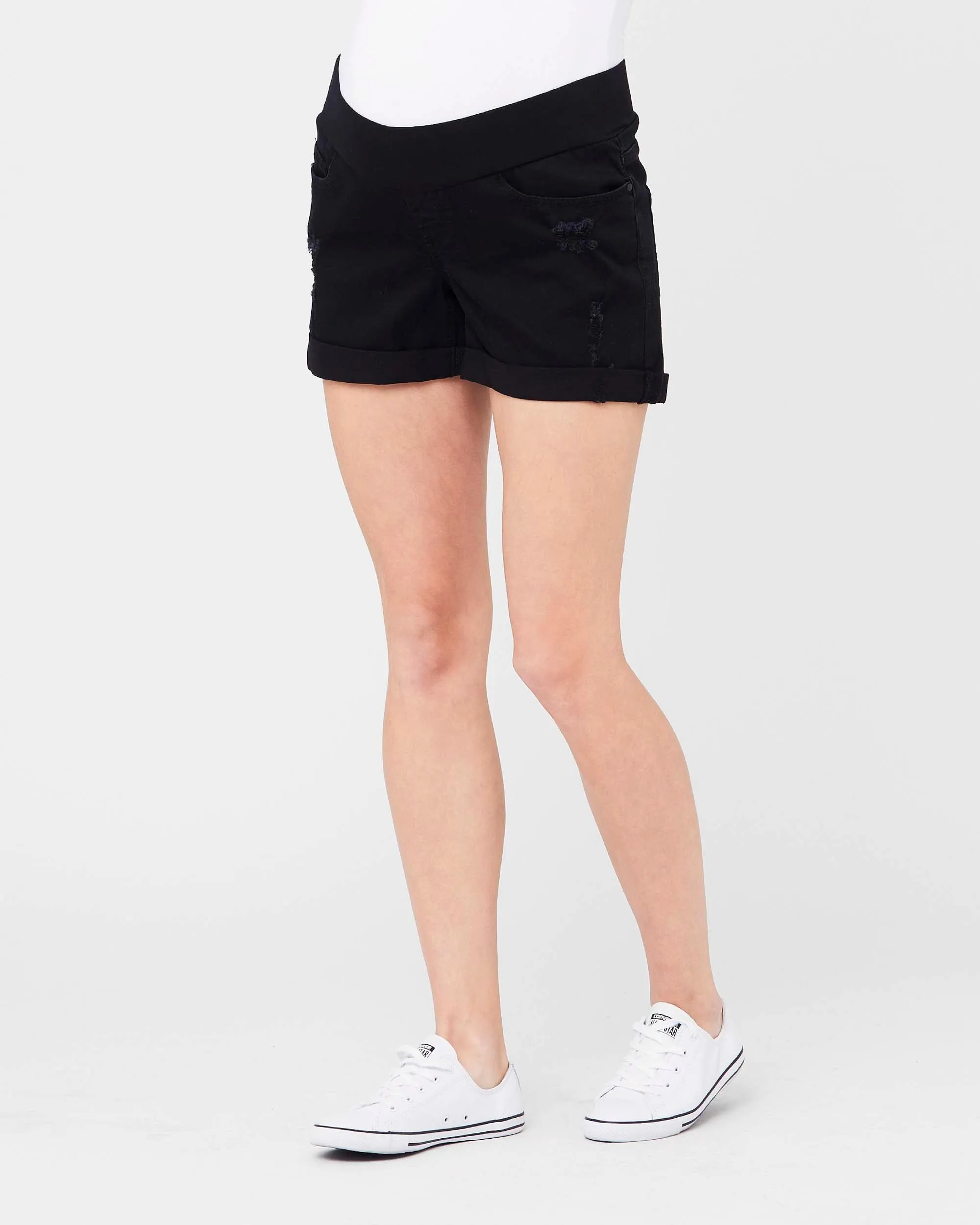 'Baxter' Boyfriend Maternity Shorts - Black