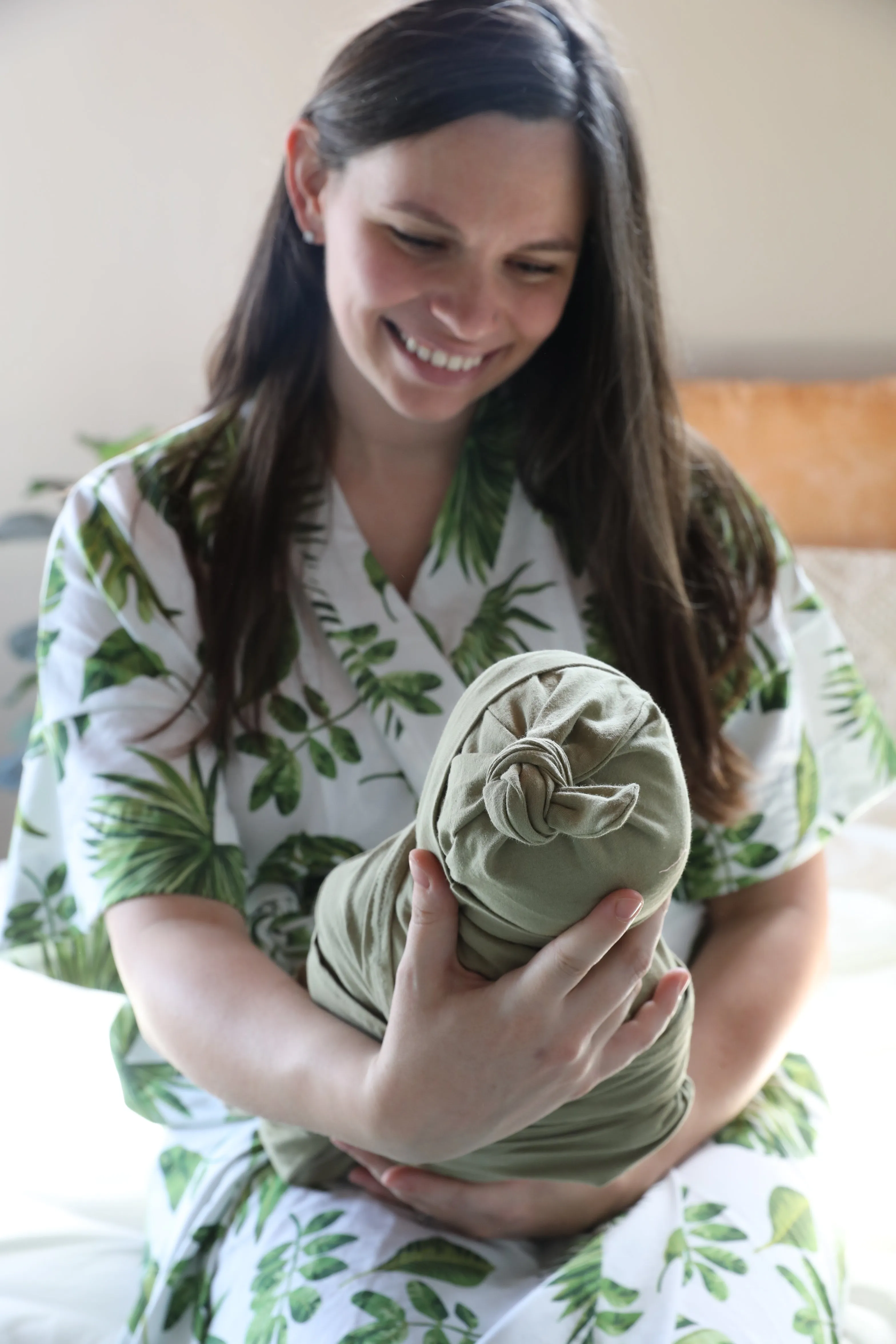 Big Palms Robe swaddle personalized hat with matching dad shirt