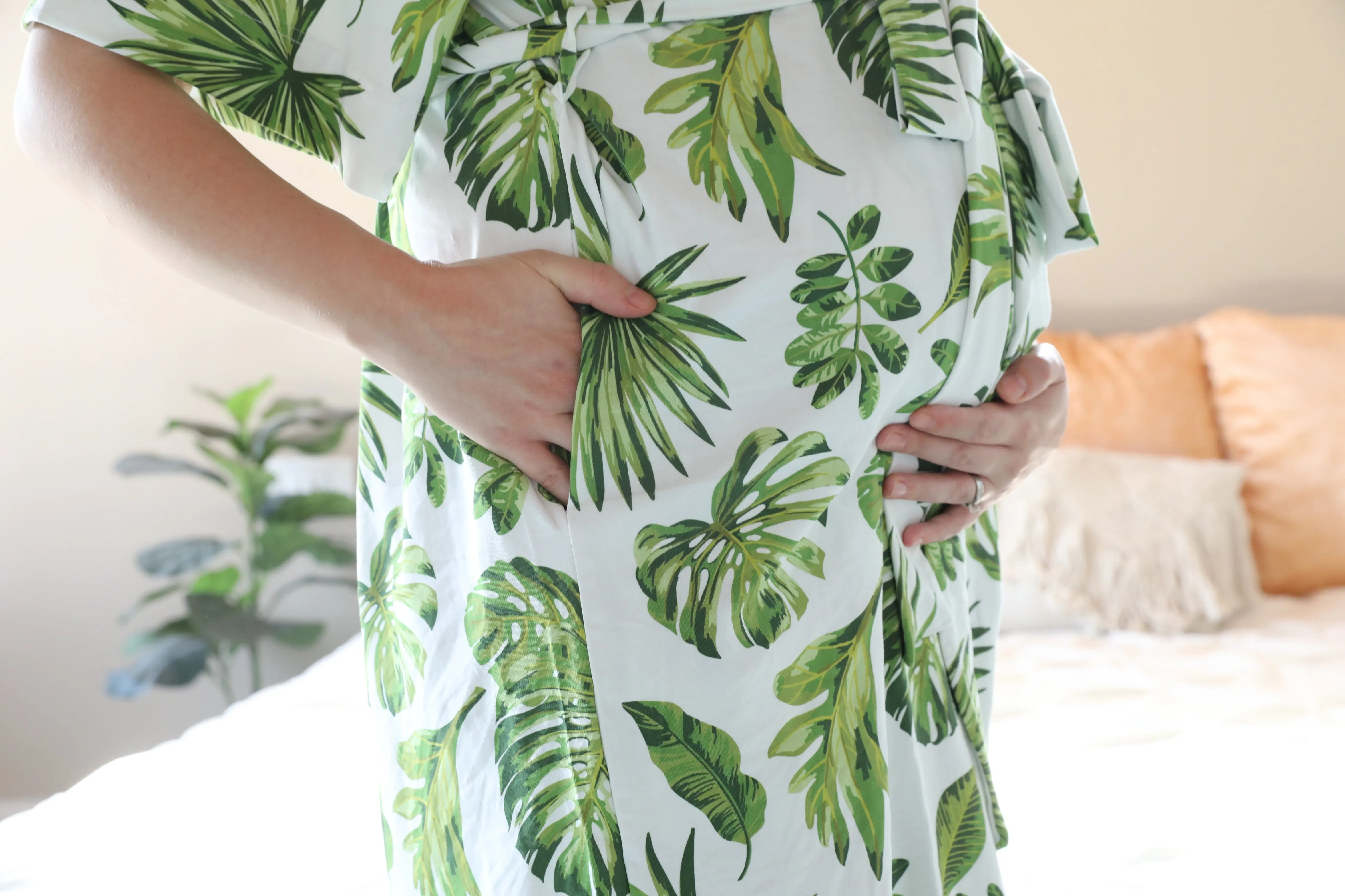 Big Palms Robe swaddle personalized hat with matching dad shirt