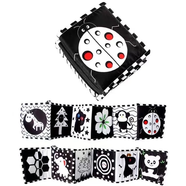 Black & White Education Animals High Contrast Newborn Crib Cloth Book Toys