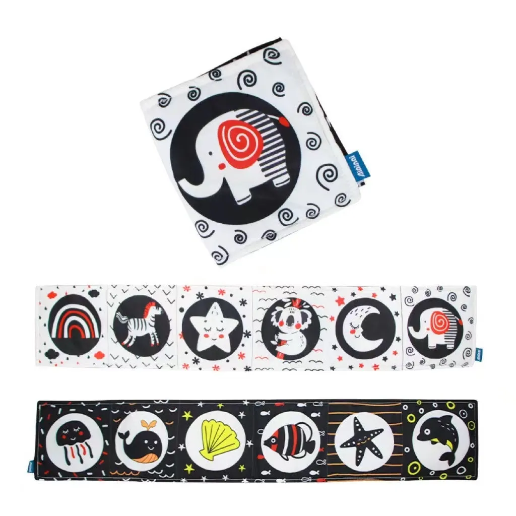 Black & White Education Animals High Contrast Newborn Crib Cloth Book Toys
