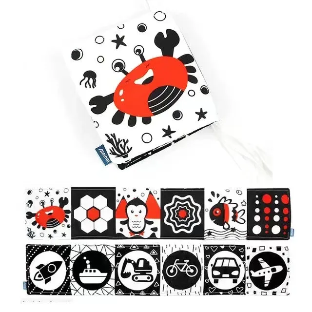 Black & White Education Animals High Contrast Newborn Crib Cloth Book Toys