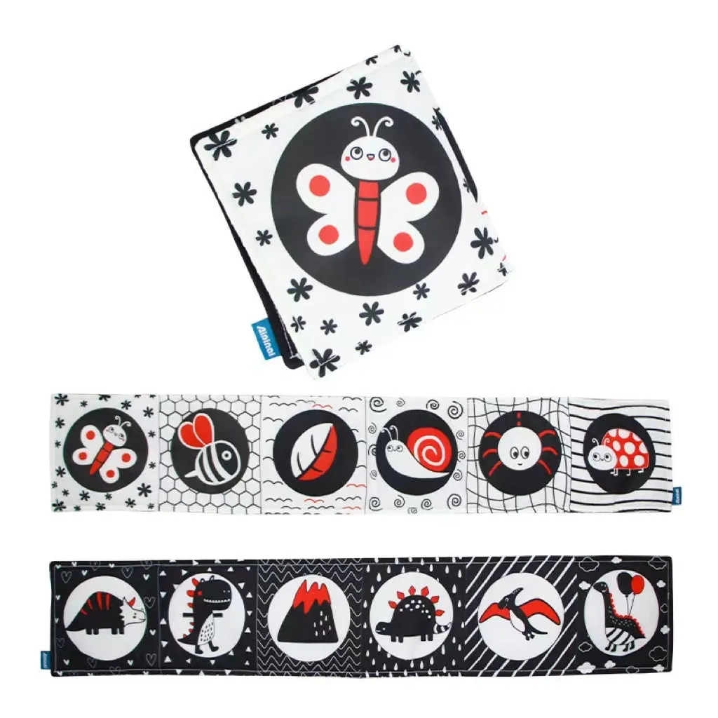 Black & White Education Animals High Contrast Newborn Crib Cloth Book Toys