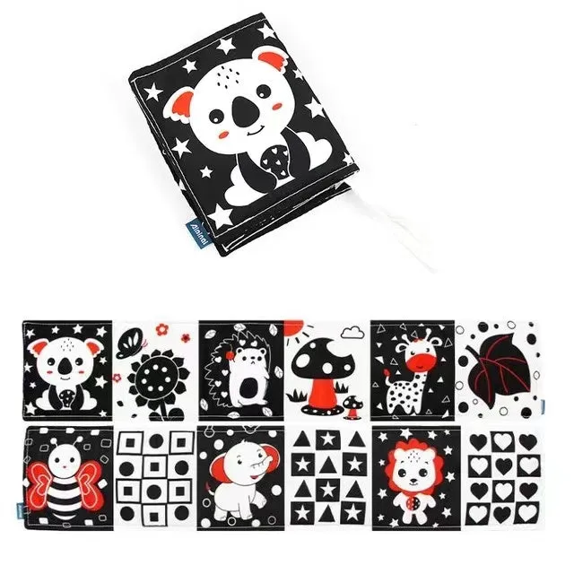Black & White Education Animals High Contrast Newborn Crib Cloth Book Toys