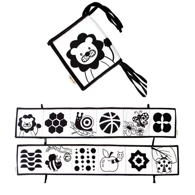Black & White Education Animals High Contrast Newborn Crib Cloth Book Toys