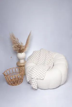 Blushing Beige & White Check Print Throw