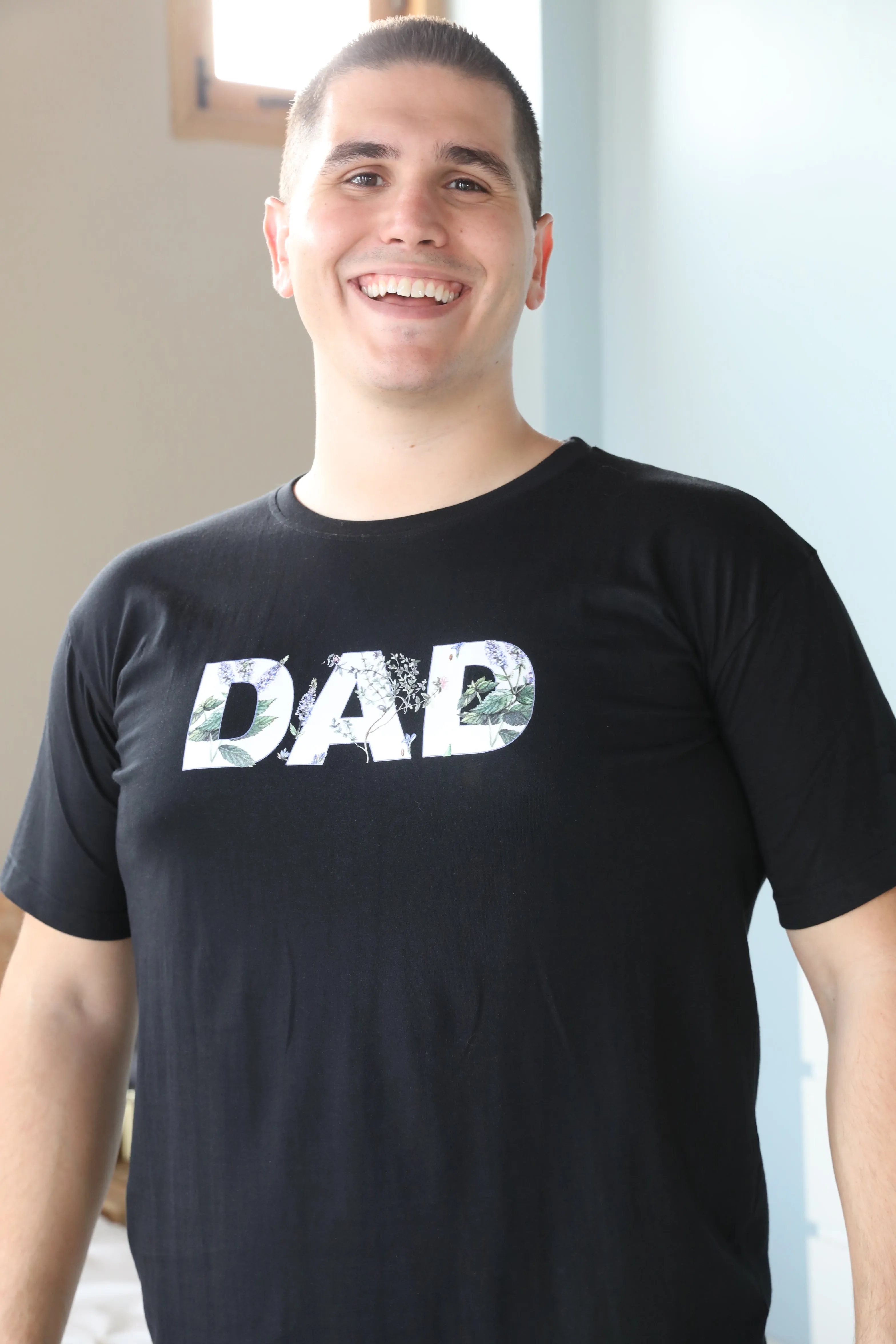 Botanical Robe swaddle personalized hat with matching dad shirt