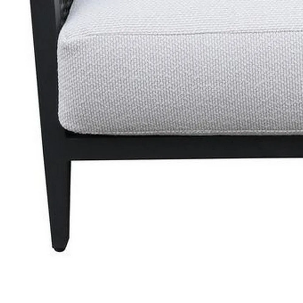 Cali Outdoor Club Chair Set of 2, Woven, Aluminum Frame, White, Black By Casagear Home