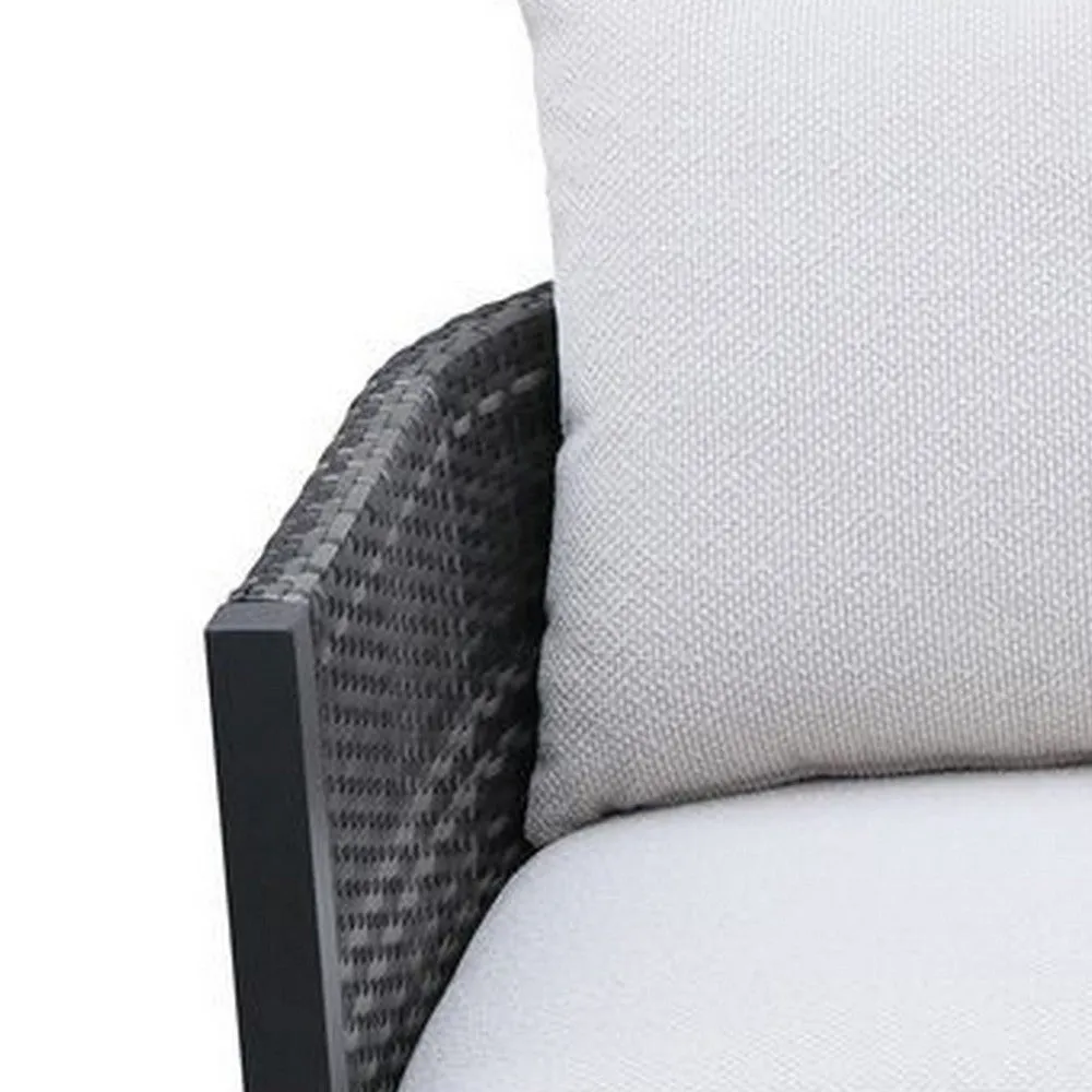 Cali Outdoor Club Chair Set of 2, Woven, Aluminum Frame, White, Black By Casagear Home