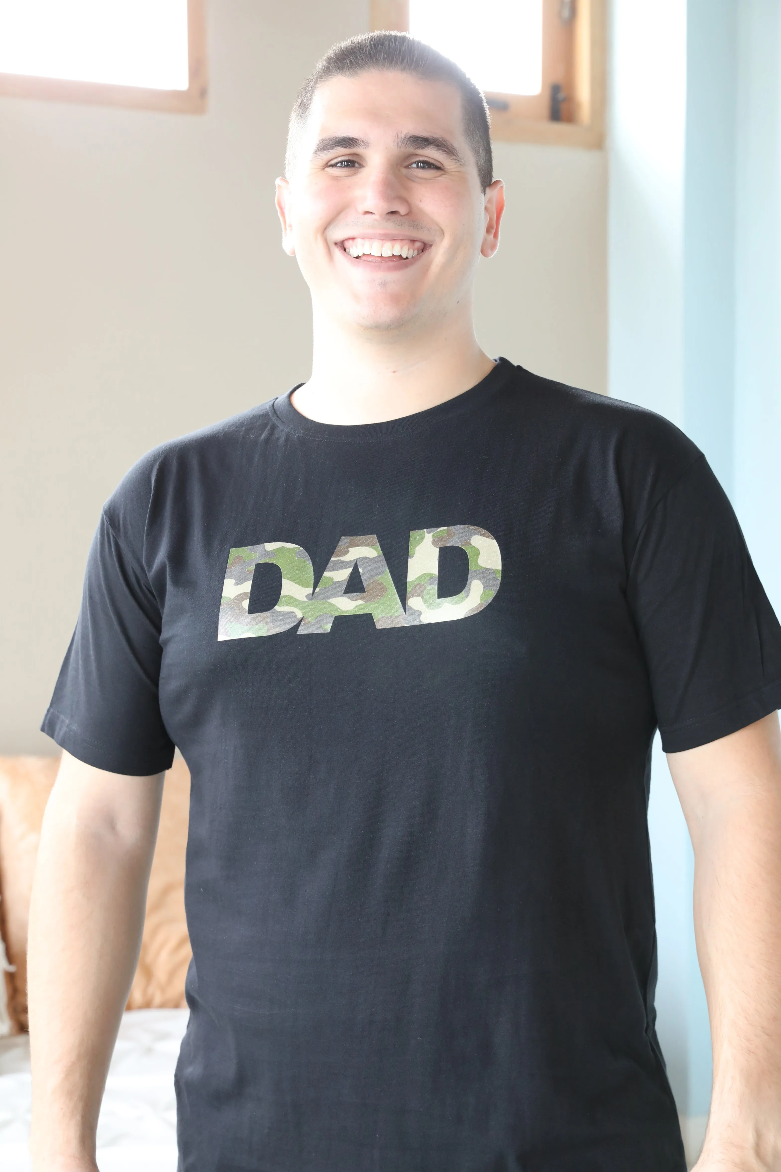 Camo Robe swaddle personalized hat with matching dad shirt