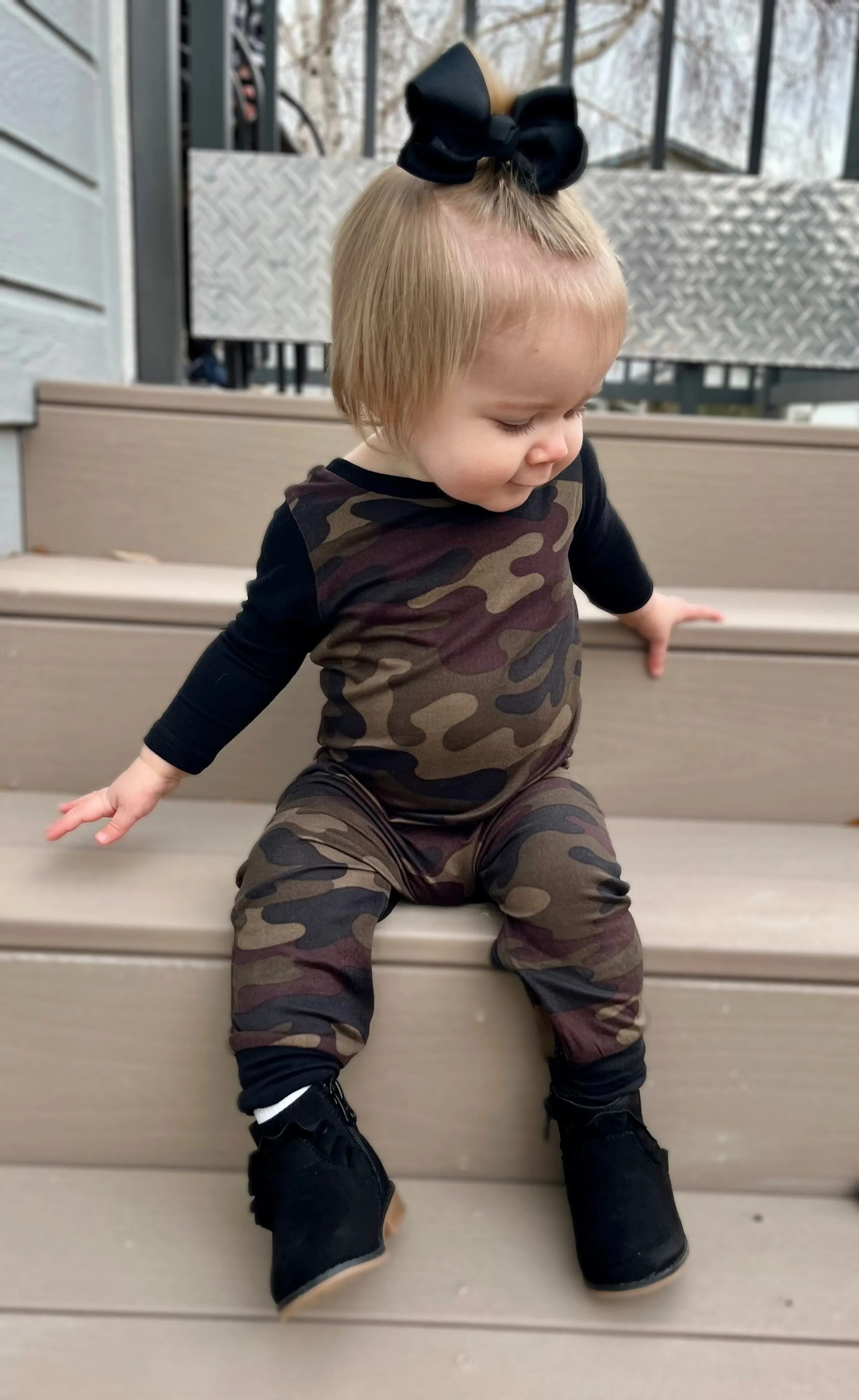 Camo Zip Baby Romper