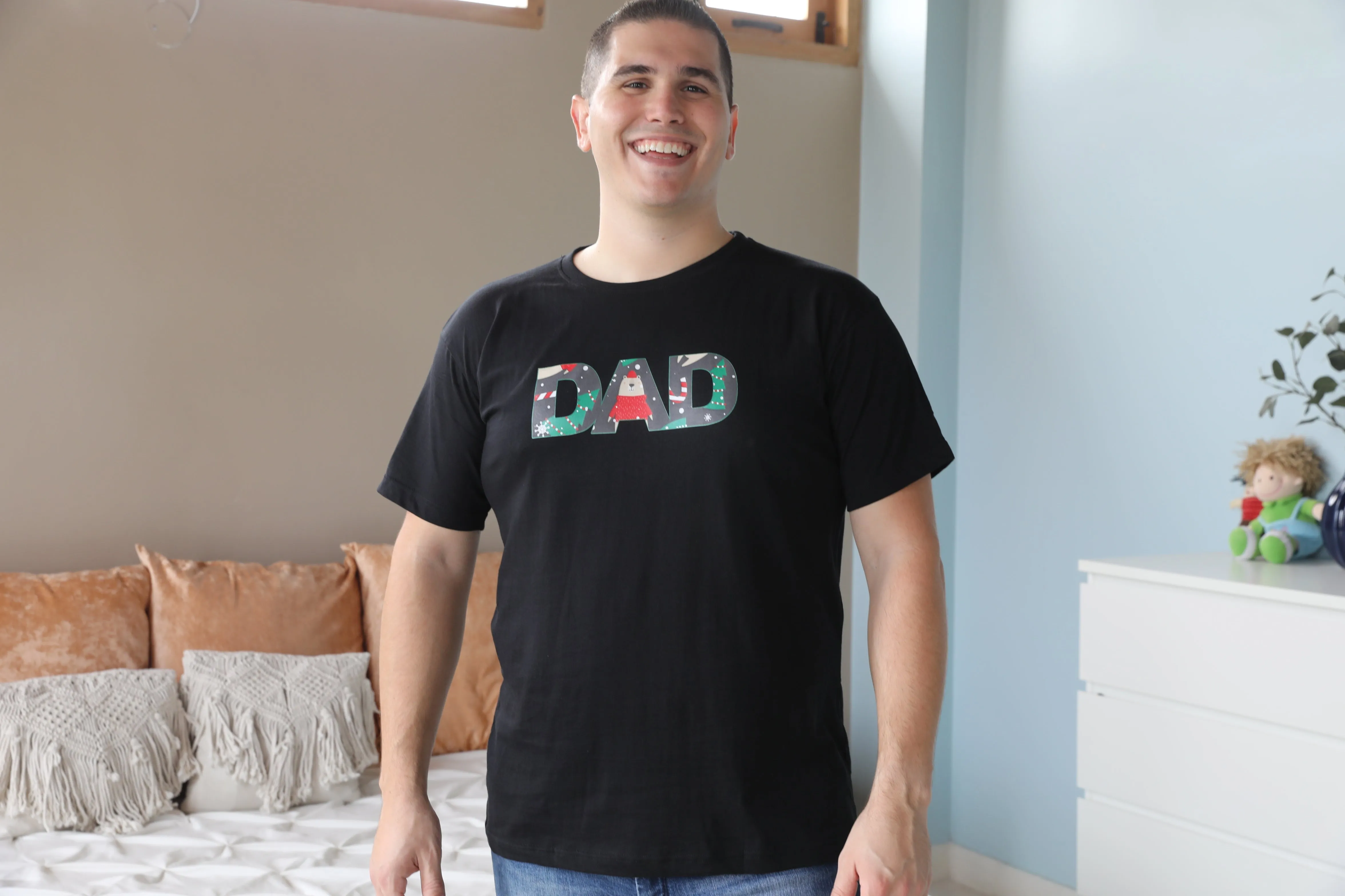 Candycane Robe swaddle personalized hat with matching dad shirt