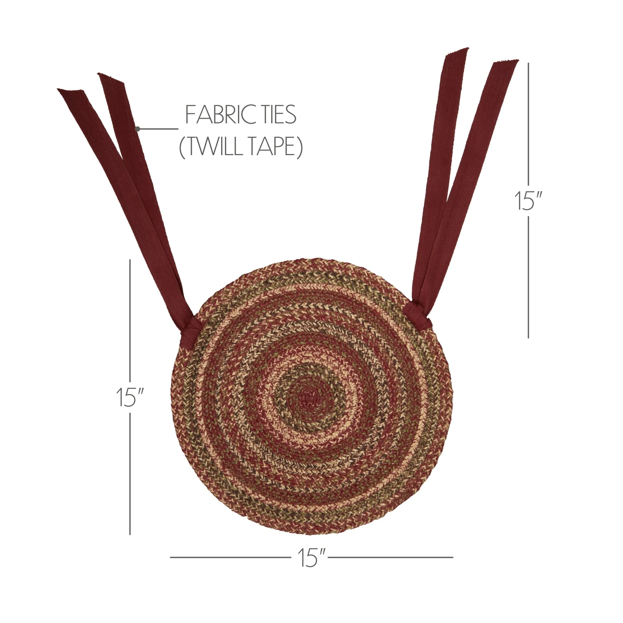 Cider Mill Jute Chair Pad 15 inch Diameter Set of 6