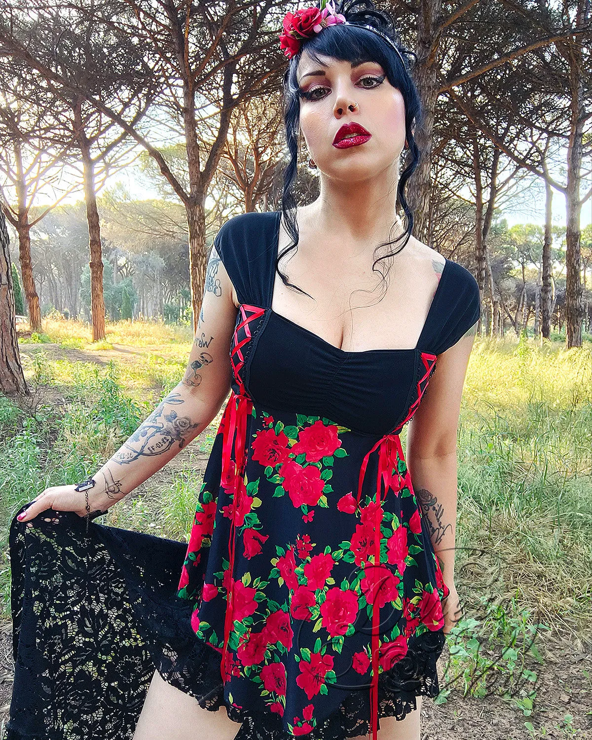 Cinch Top in Red Rose