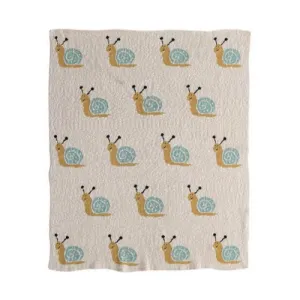 Cotton Knit Baby Blanket with Snails