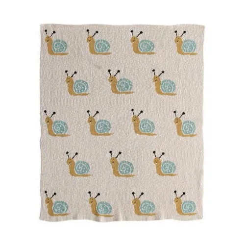 Cotton Knit Baby Blanket with Snails
