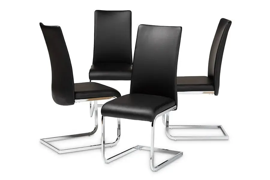 Cyprien Black Faux Leather Upholstered Dining Chair - 4pcs