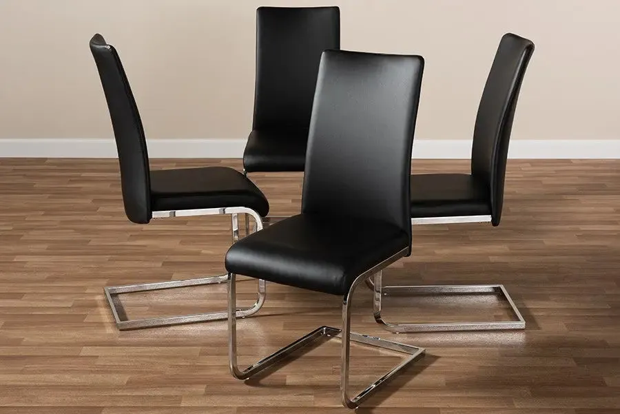 Cyprien Black Faux Leather Upholstered Dining Chair - 4pcs