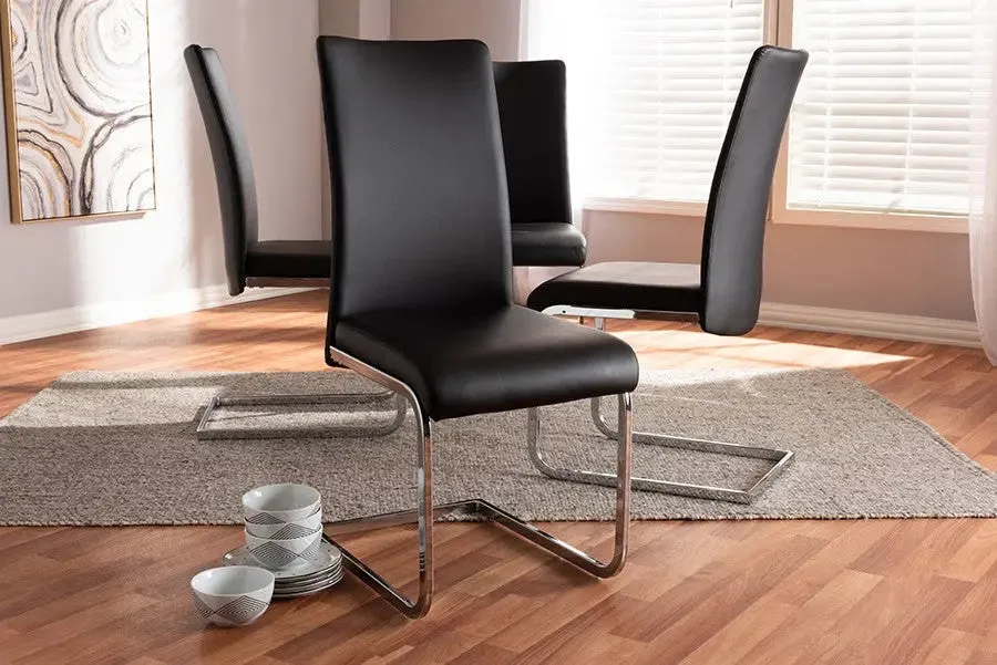 Cyprien Black Faux Leather Upholstered Dining Chair - 4pcs