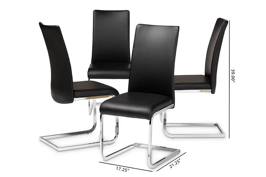 Cyprien Black Faux Leather Upholstered Dining Chair - 4pcs