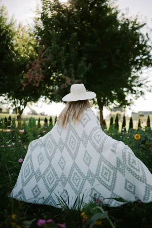 Desert Sage & White Diamond Mosaic Print Throw