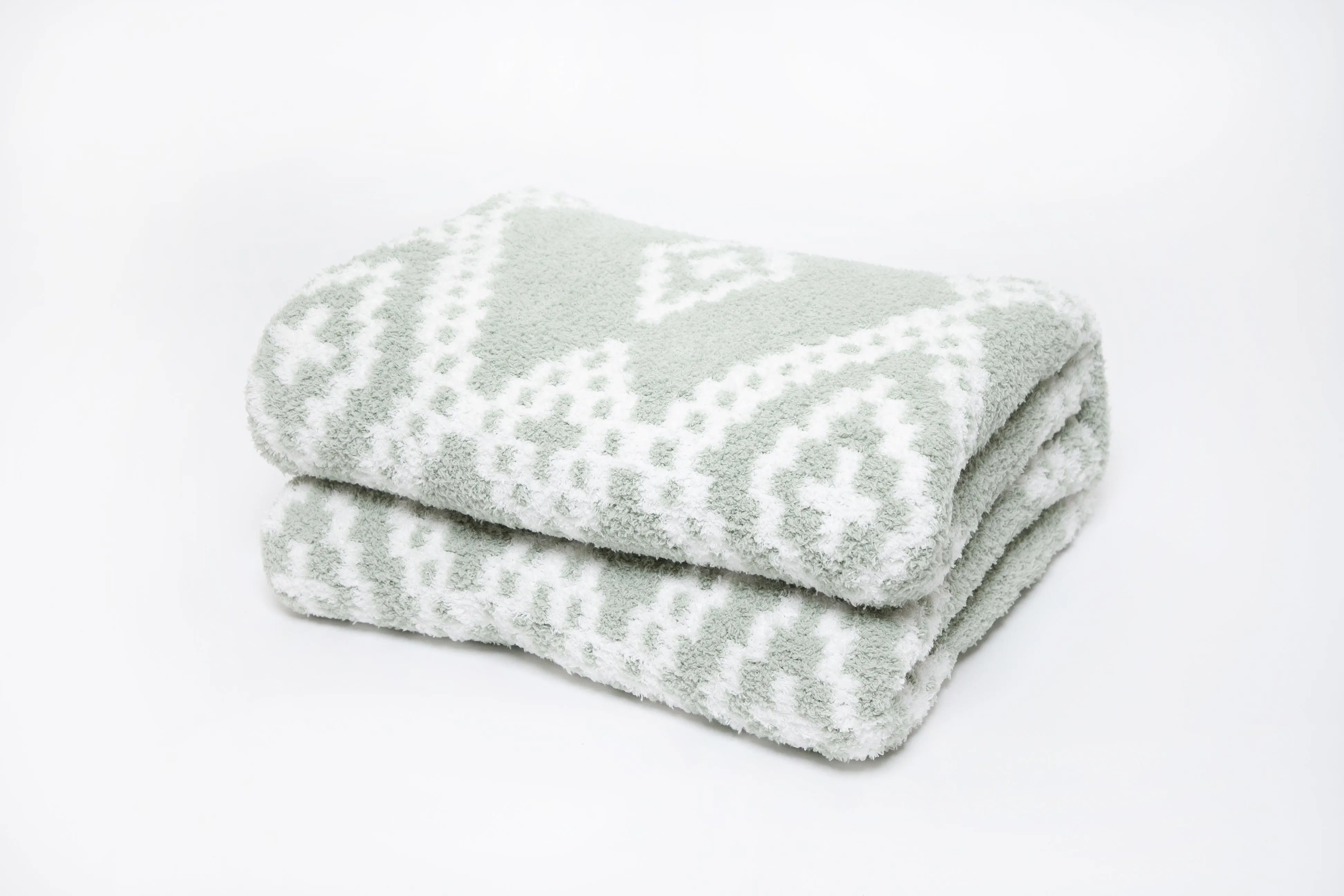Desert Sage & White Diamond Mosaic Print Throw